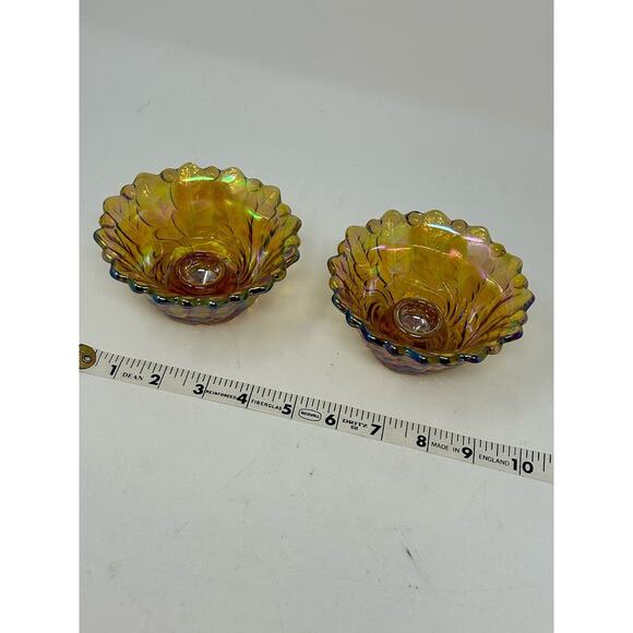 Lot 2 VTG Taper Candle Holders Carnival Indiana Glass Amber American Vintage - Picture 6 of 6